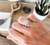 Diamonique Sterling Silver Cushion Cut Spiral Ring Size 11